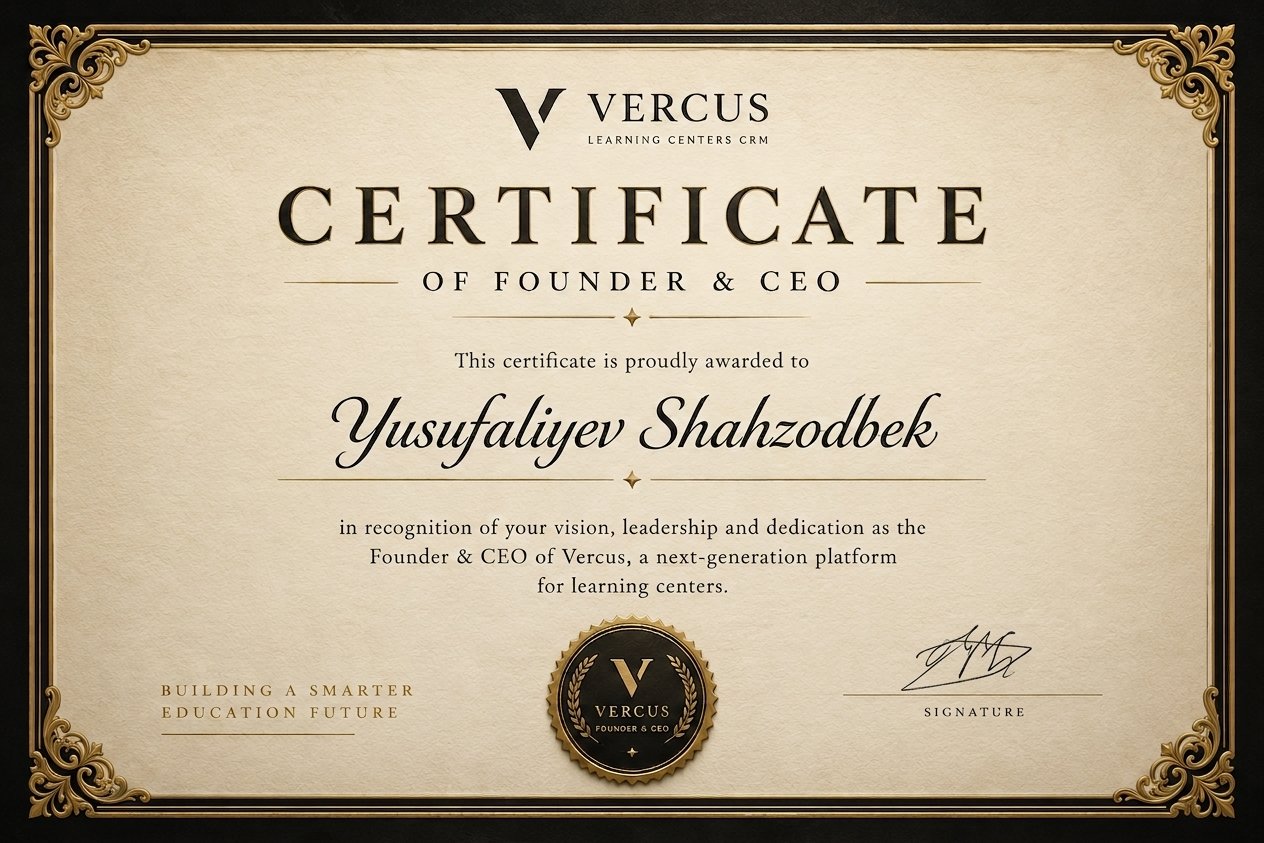Shahzodbek Yusufaliyev sertifikati